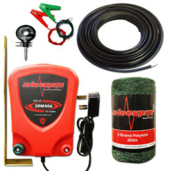 SRM406-Mains-Energiser,Insulators-and-Green-Wire-Pond-Kit