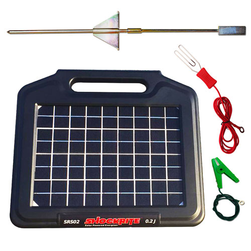 Solar Powered Electric Fence Energiser 2Km Compact Lead Earth Stake Complete Kit 